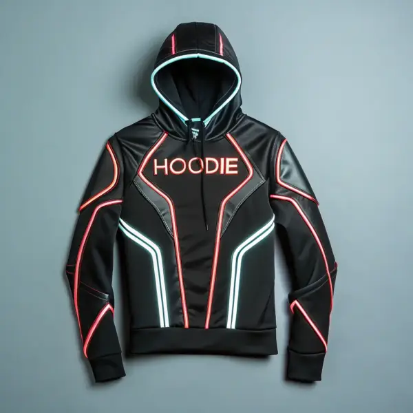 Cyber-Luxe Neon Hoodie