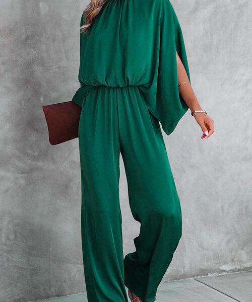 Margovil  Stand Collar Slit Sleeve Waisted Wide Leg Jumpsuits( in 5 Colors)