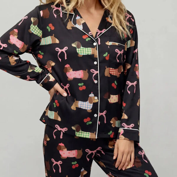 Dachshund Bow Print Pajama Set