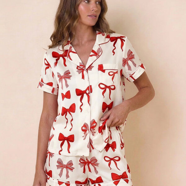 Buttery Soft Bow Print Short Pajama Set