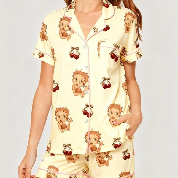 Betty Boop Cherry Print Pajama Set